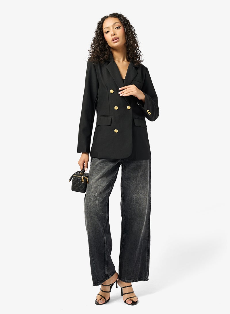 Ginger Cinched Waist Structured Double Breasted Blazer - Image 4